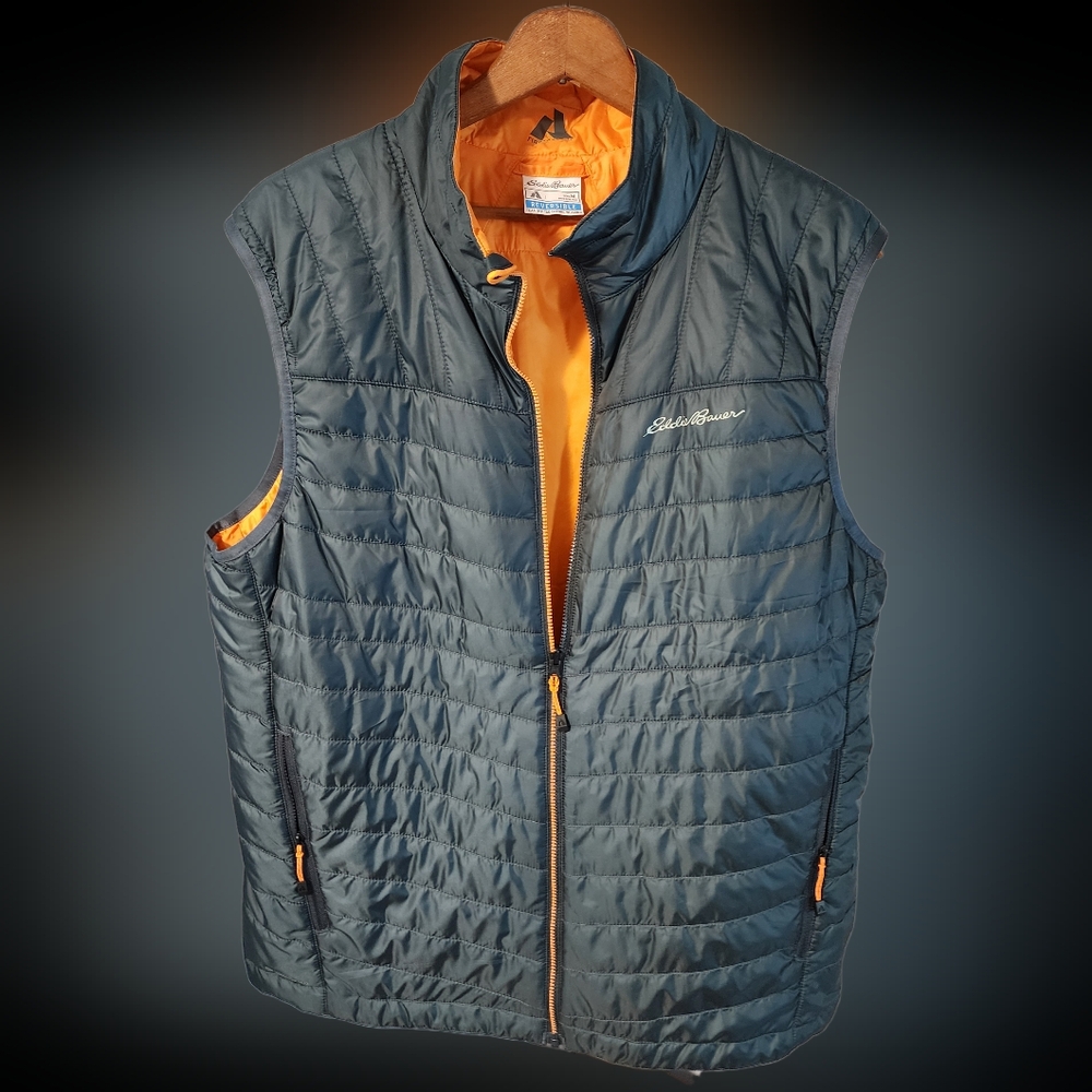 Nwot eddie bauer pertex quantum eco vest    mens medium   grey orange reversable